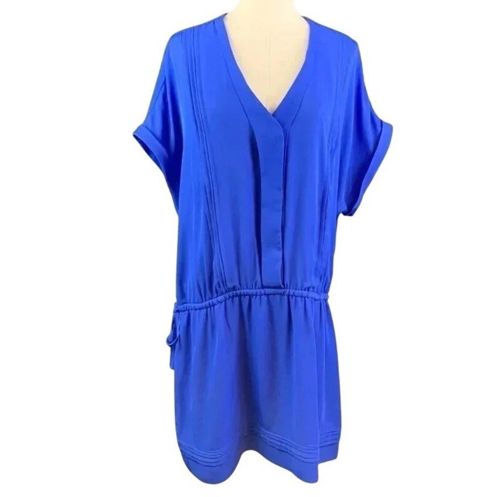 Banana Republic Royal Blue V‎ Neck Dress with Cinched Waist (Size XL)